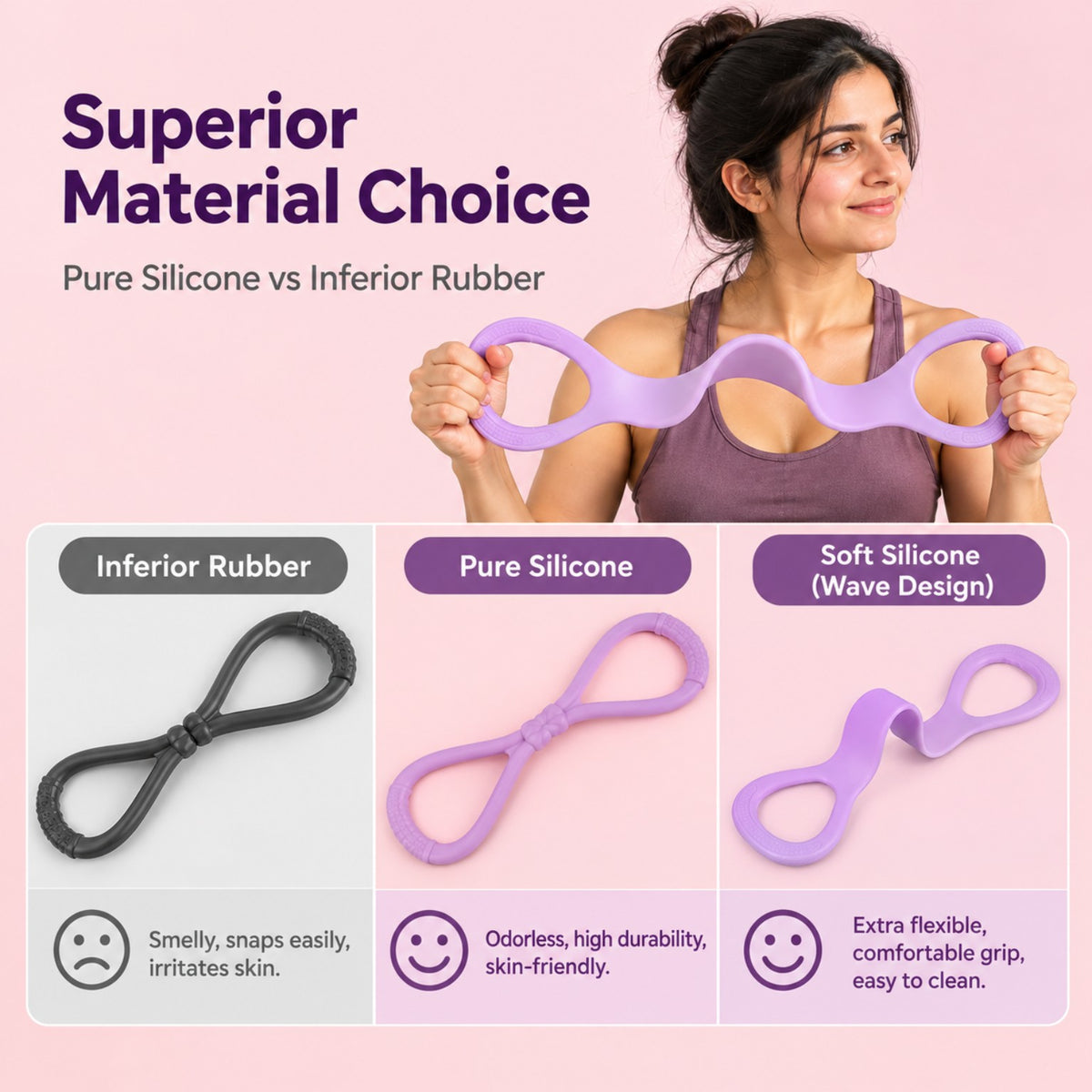 Figure 8 resistance band superior silicone material comparison