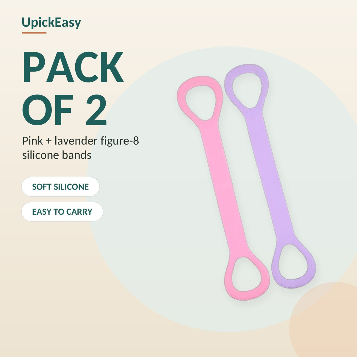 Pack of 2 pink and lavender Figure 8 silicone resistance bands