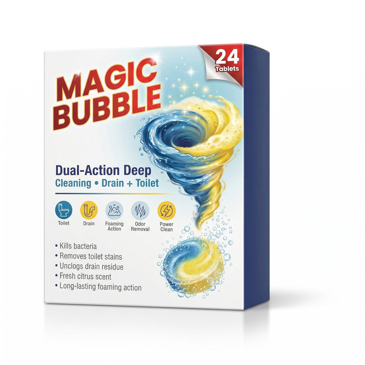 Magic Bubble Dual-Action Toilet & Drain Cleaner tablets box