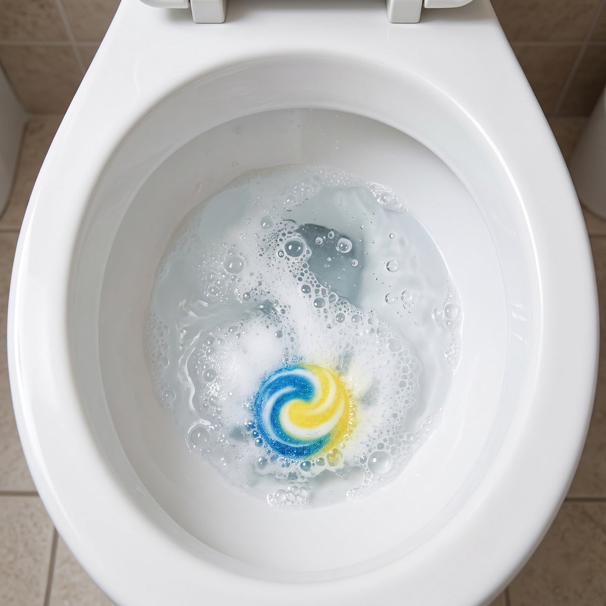 Magic Bubble tablet foaming in toilet bowl